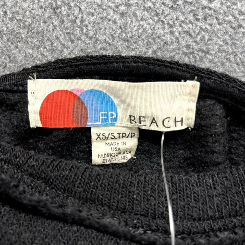 FP BEACH Sweater Womens XS Black Oversized key hole back‎ Free People pocket